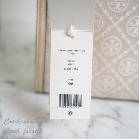 NWT Tory Burch Mini T Monogram North/South Crossbody Tote in Ivory - Picture 5 of 9